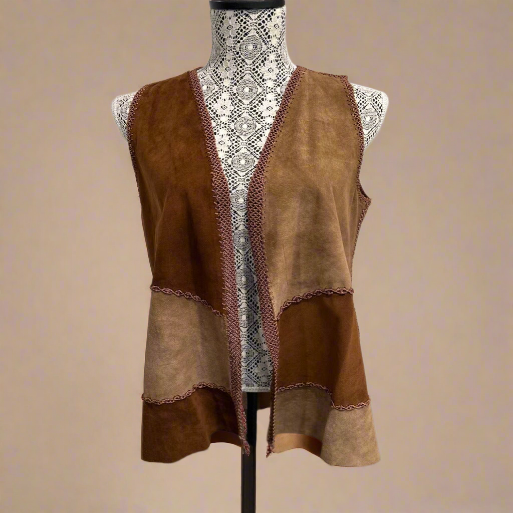 Suede Color Block Vest