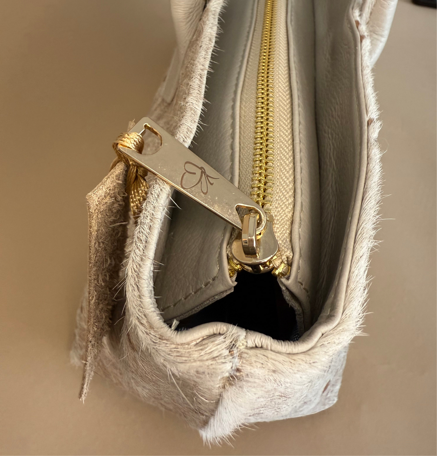 Beige/ Bronze Mini Carryall Tote