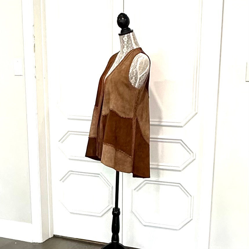 Suede Color Block Vest