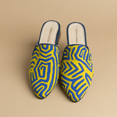 Mola Mules | Blue & Yellow