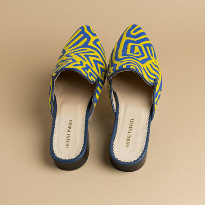 Mola Mules | Blue & Yellow