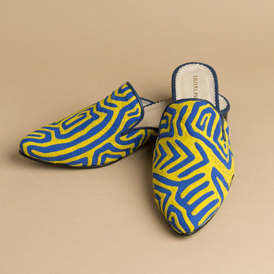 Mola Mules | Blue & Yellow