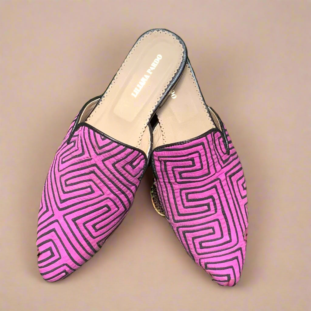 Mola Mules | Black & Light Purple